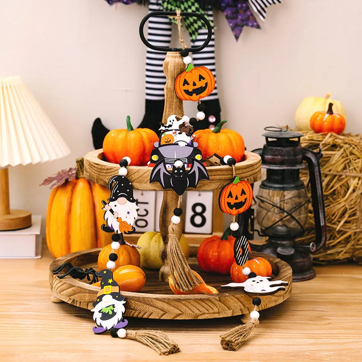 Décoration Suspendue Halloween SpookyCharm | Citrouille, Chauve-souris & Sorcière | Avec Franges | Pour Porte, Mur & Fête