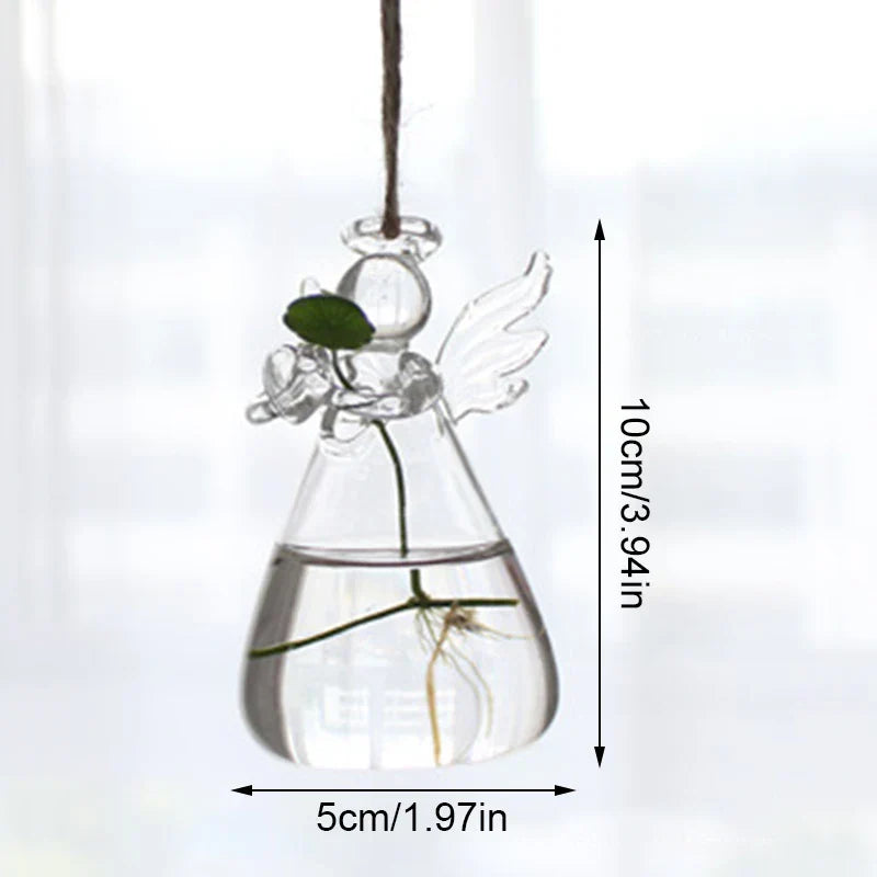 Seraphina | Vase en verre Ange | Fait main & Transparent | 8 x 5 cm | Décoration & Hydroponie