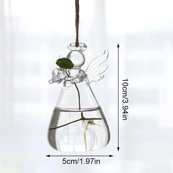 Seraphina | Vase en verre Ange | Fait main & Transparent | 8 x 5 cm | Décoration & Hydroponie