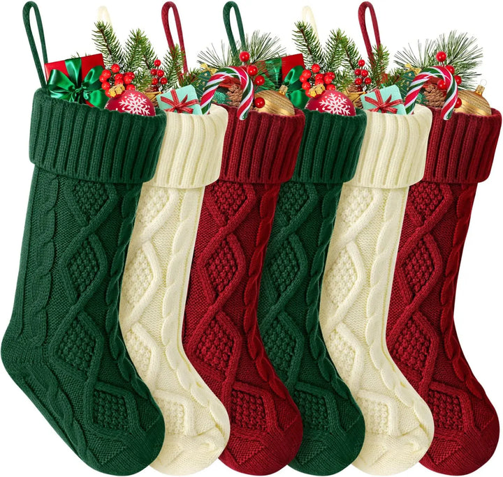 Chaussette de Noël CozyKnit Grande | Tricotée & Douce | Décoration de Noël pour Enfants & Famille | Design Classique