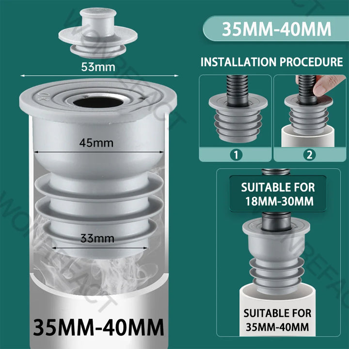 Joint de drainage en silicone DRAINLOK | Stop odeurs & protection contre les insectes | Pour tuyaux de 3,5 à 7,5 cm | Set de 2