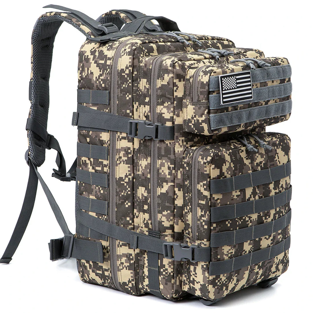 TACTICO45 45 L Sac à Dos d'Outdoor | Système Molle | Capacité de 3 Jours | Robuste & Multifonctionnel – Noir/Kaki/Olive