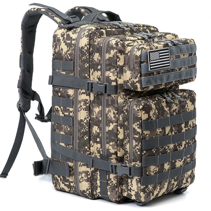 TACTICO45 45 L Sac à Dos d'Outdoor | Système Molle | Capacité de 3 Jours | Robuste & Multifonctionnel – Noir/Kaki/Olive