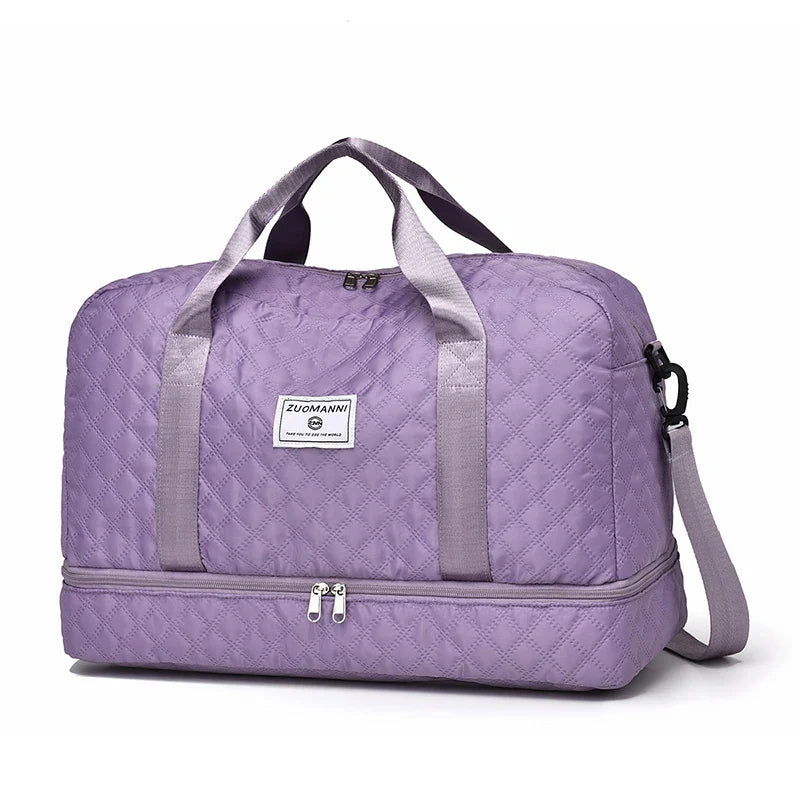 Raumio TravelFlex Sac de voyage léger avec motif en losange | Grand sac de sport et de week-end avec compartiment à chaussures et compartiment humide | Adapté aux bagages à main et pliable