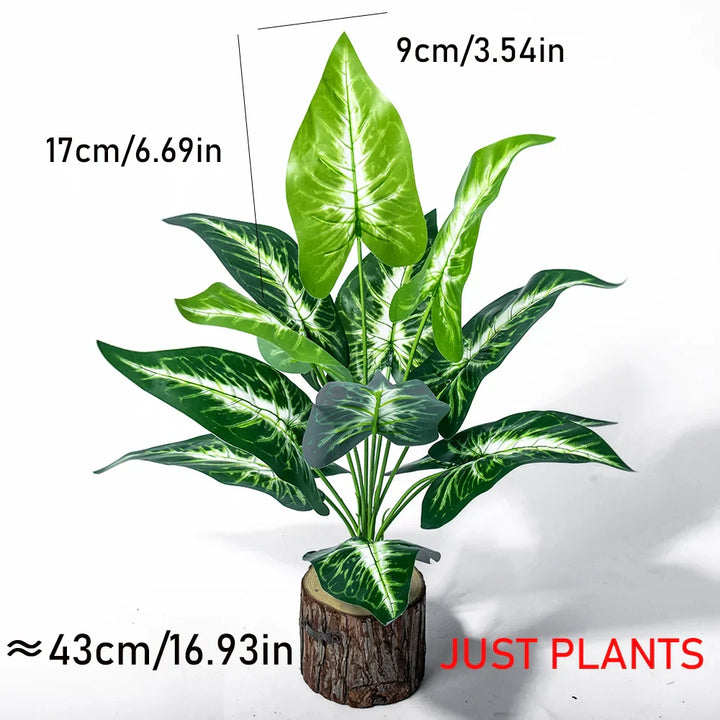 EverTropica Monstera Plante Monstera Artificielle | 43 cm | 12 Branches | Feuilles Décoratives Tropicales pour Maison & Jardin