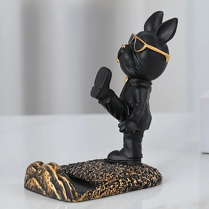 Bulldoggo PhoneStand | Support de téléphone & Figurine | Sculpture en résine | 9–11 cm