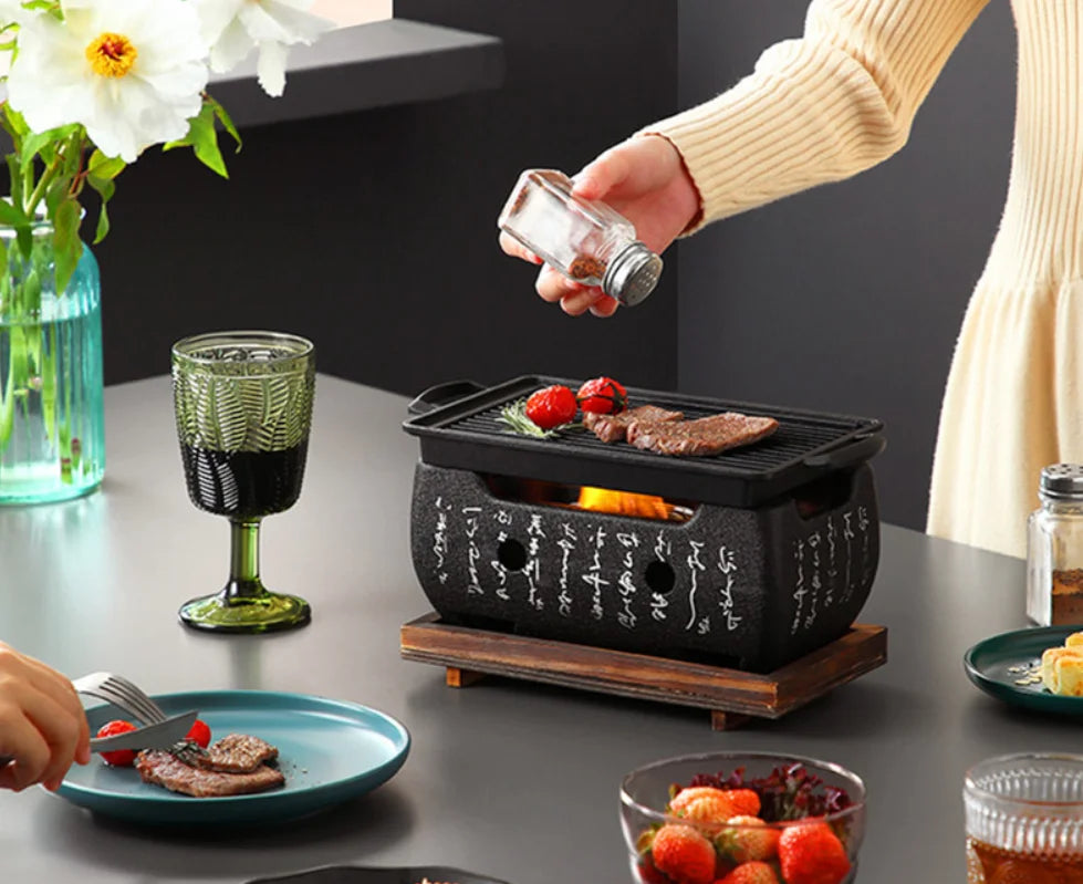 Koarento Gril à Charbon Portable | Gril de Table Coréen pour Extérieur & Intérieur | Réutilisable & Compact | Idéal pour BBQ & Camping