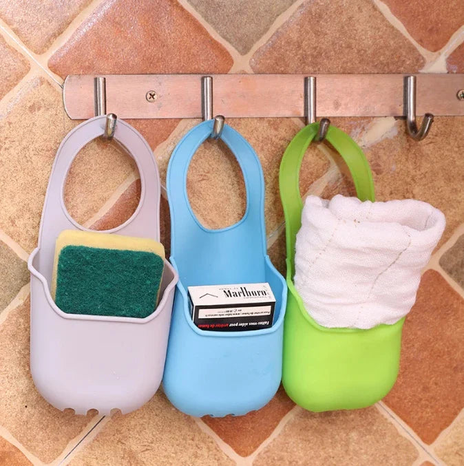 AquaHold | Organisateur de lavabo suspendu | Panier d'égouttage pour éponges et savons | Accessoires de cuisine et de salle de bain