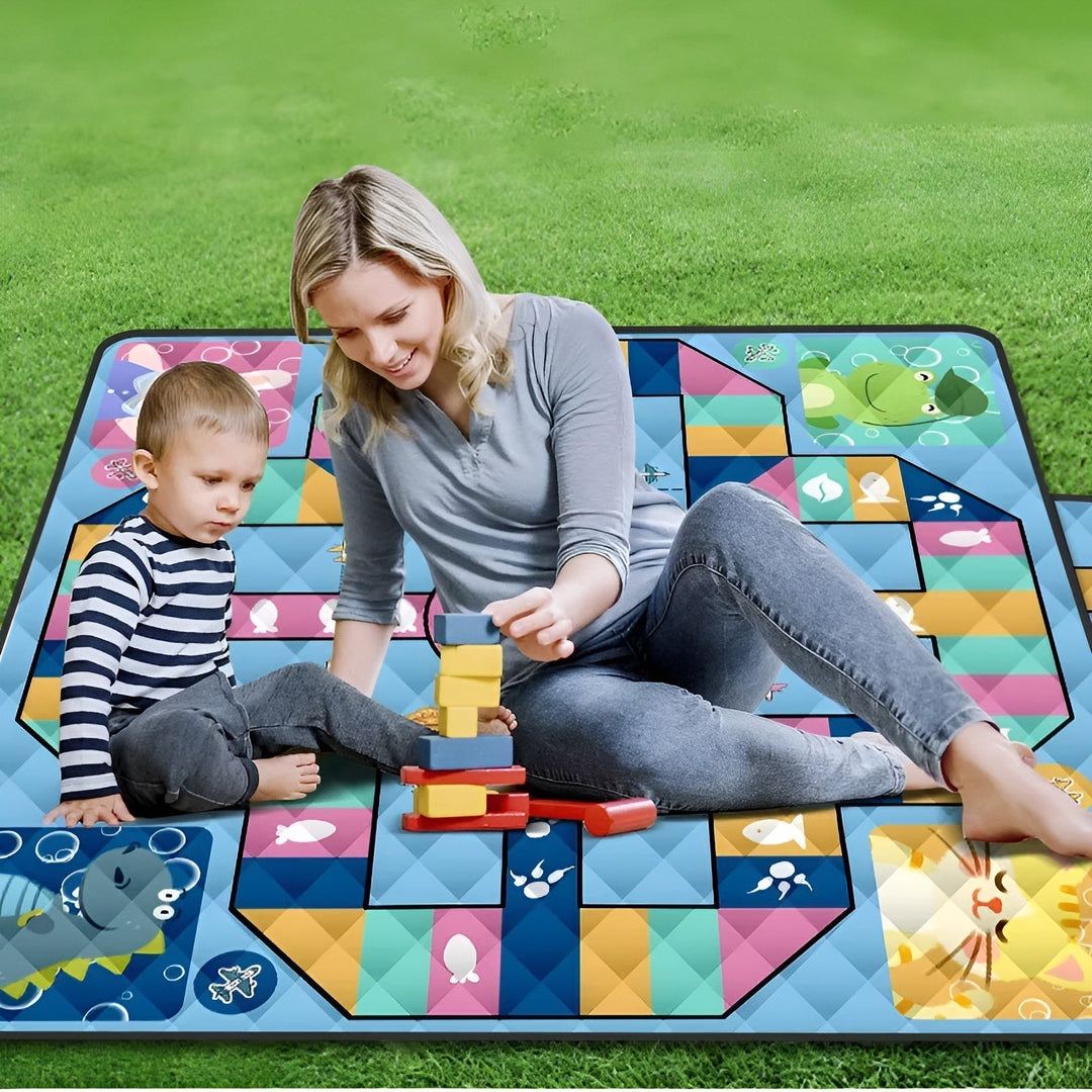 Tapis de jeu pour bébé pliable Wanderlino | Rembourré & Imperméable | Pour l'extérieur & à la maison | Inclus : Sac de transport