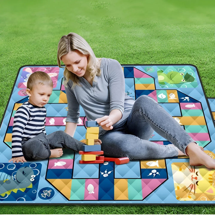 Tapis de jeu pour bébé pliable Wanderlino | Rembourré & Imperméable | Pour l'extérieur & à la maison | Inclus : Sac de transport