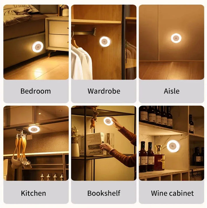 LumiTouch LED veilleuse | Magnétique & Rechargeable | Dimmable avec interrupteur tactile | 6 cm
