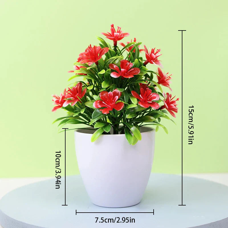 BlütenCharm Fleur Artificielle | Prunier à Cinq Pétales | 7,5×7,5×15 cm