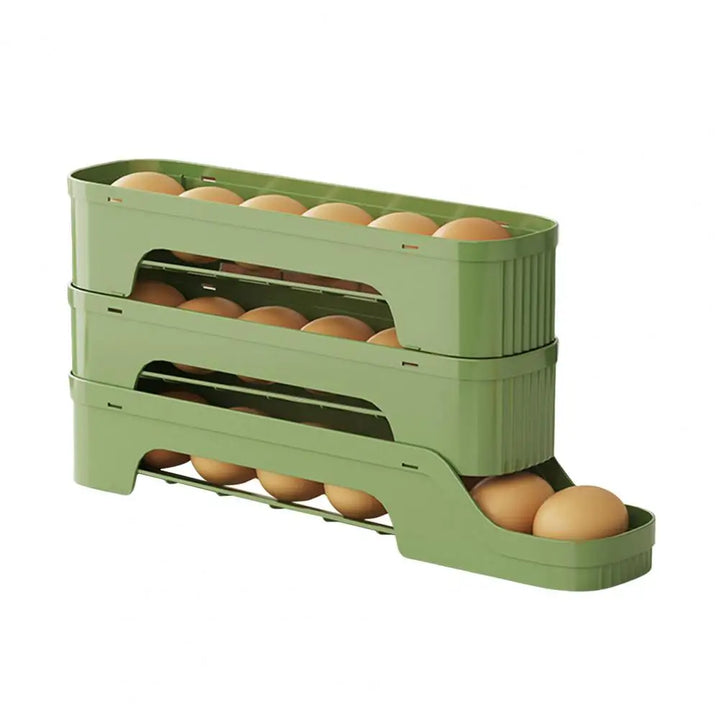 Boîte à œufs RolloMaxx | Organisateur à œufs à 4 niveaux | Gain de place & auto-roulant | Design transparent