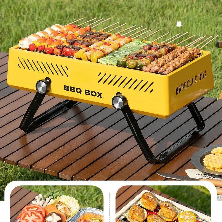 Campverro Gril BBQ Portable pour Jardin & Camping | Multifonctionnel & Compact | Pour cuisiner en extérieur sans charbon | 47 × 28,5 × 22,5 cm