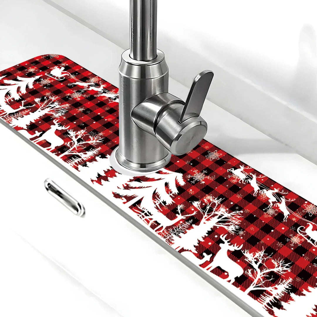 Tapis de lavage de Noël Nordivelle | Absorbant & Antidérapant | Lavable | Décoration de Noël festive pour la cuisine & la maison