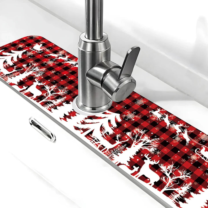 Tapis de lavage de Noël Nordivelle | Absorbant & Antidérapant | Lavable | Décoration de Noël festive pour la cuisine & la maison