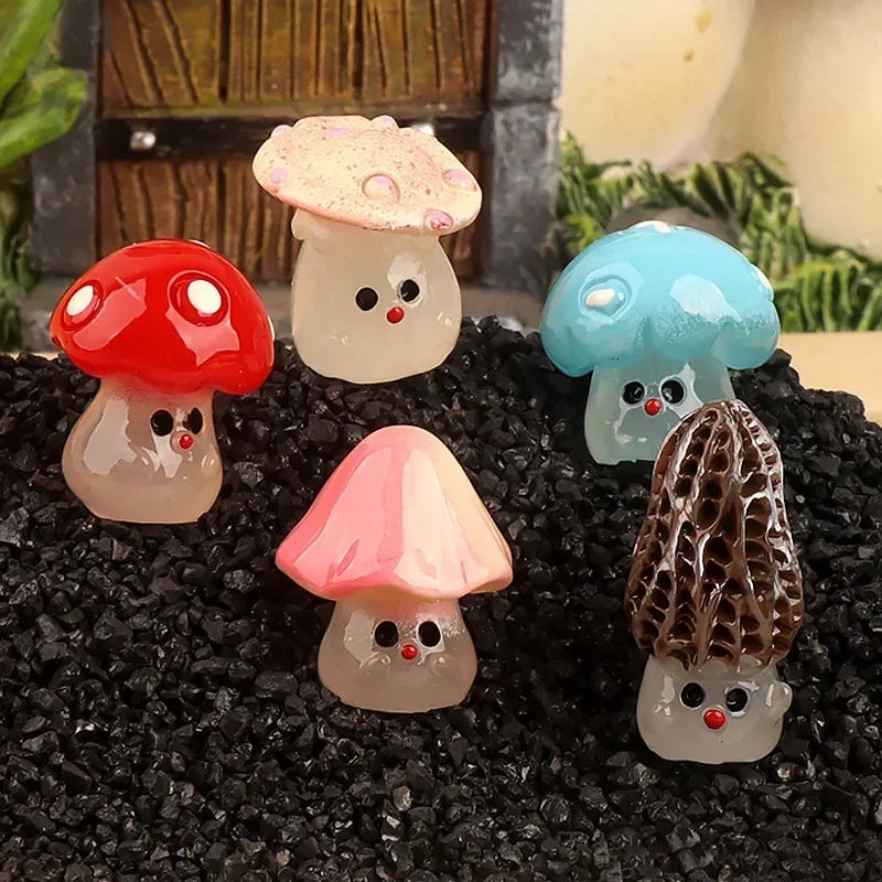 Mycoria Mini-Champignons 6 pièces | Figurines décoratives lumineuses | Résine | Pour jardin féerique, paysages de mousse & maison de poupées
