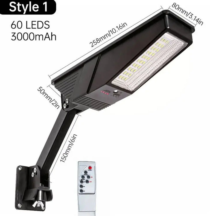 Lampe de rue solaire Heliotrax avec télécommande | 138 LEDs | 3 modes d'éclairage | Étanche IP65 | Pour jardin, allée et cour