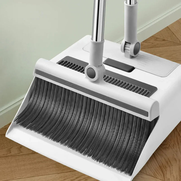Cleanuvo 3-en-1 Balai | Balai avec brosse de sol & pelle debout | Poignée extra longue & anti-cheveux | Set de nettoyage domestique