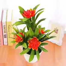 DekoBlüte Lotus | Fleur artificielle avec feuilles & pot de fleurs | 18 cm | Toujours frais