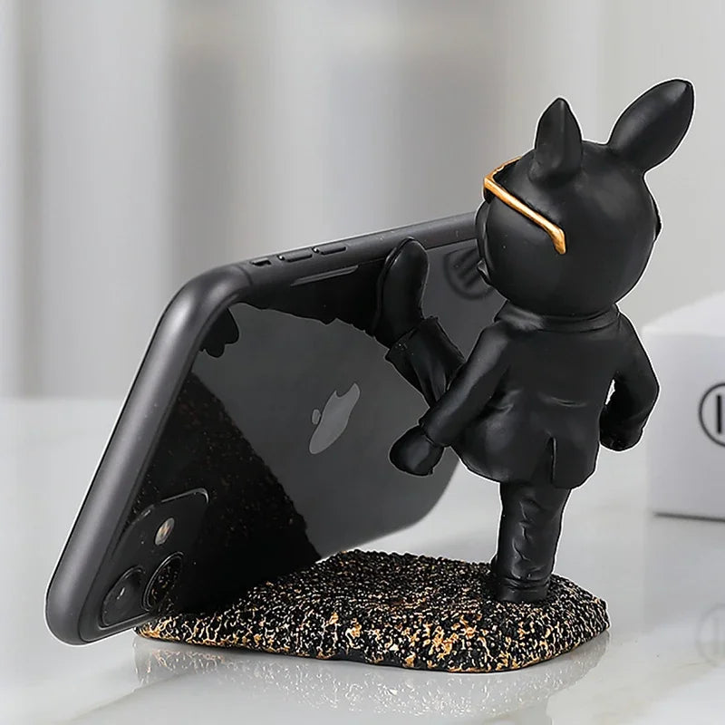 Bulldoggo PhoneStand | Support de téléphone & Figurine | Sculpture en résine | 9–11 cm