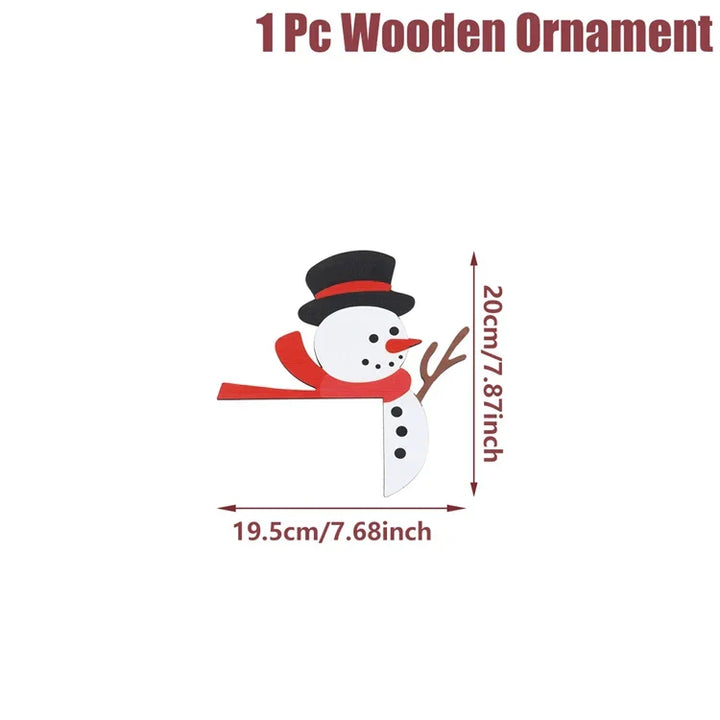 Décoration en Bois de Noël FrostiHome | Père Noël & Bonhomme de Neige | Plaque de Porte & Décoration d'Angle en Bois | Noël & Nouvel An 2026