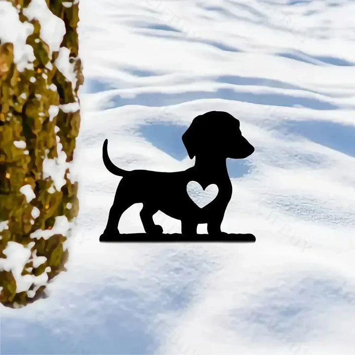 Jardinier TikiPaw | Chien en design Tiki | Figurine décorative en métal | Résistant aux intempéries & Fait main