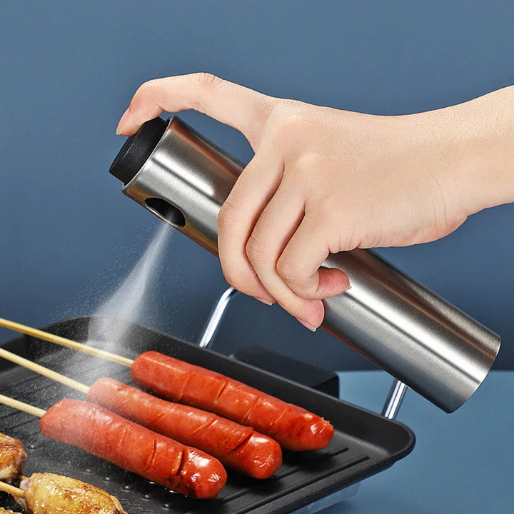 Pulvérisateur d'huile CULINARA FineMist | Flacon pulvérisateur en acier inoxydable de 100 ml | Pour huile, vinaigre & BBQ | Rechargeable & dosage fin