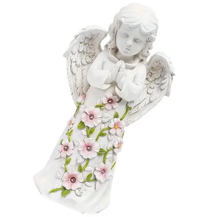 Figurine de jardin solaire LumiAngel | Statue d'ange avec lumière solaire | Décoration de jardin en résine faite à la main | Écologique & idée de cadeau