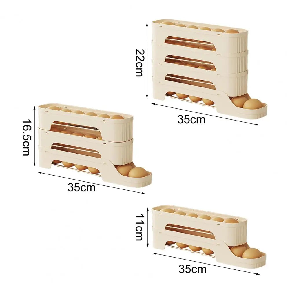 Boîte à œufs RolloMaxx | Organisateur à œufs à 4 niveaux | Gain de place & auto-roulant | Design transparent