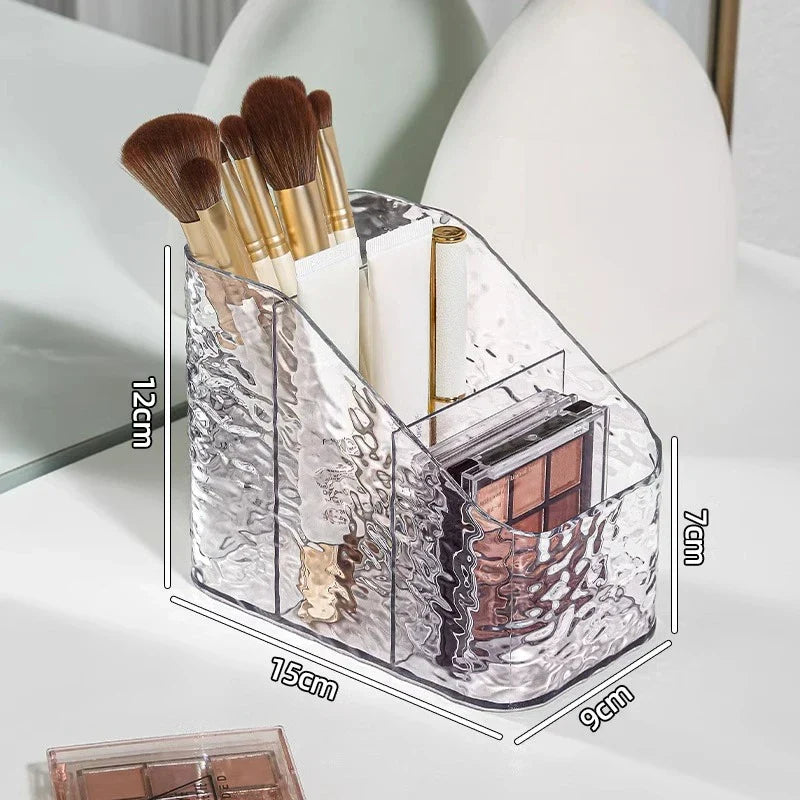 Boîte Organisatrice de Maquillage ClaryLux | Design Ondes d'Eau | Grande Capacité | Forme Trapézoïdale Ouverte