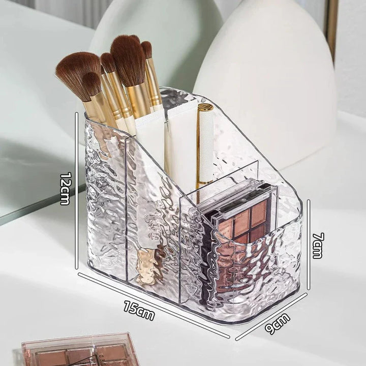 Boîte Organisatrice de Maquillage ClaryLux | Design Ondes d'Eau | Grande Capacité | Forme Trapézoïdale Ouverte