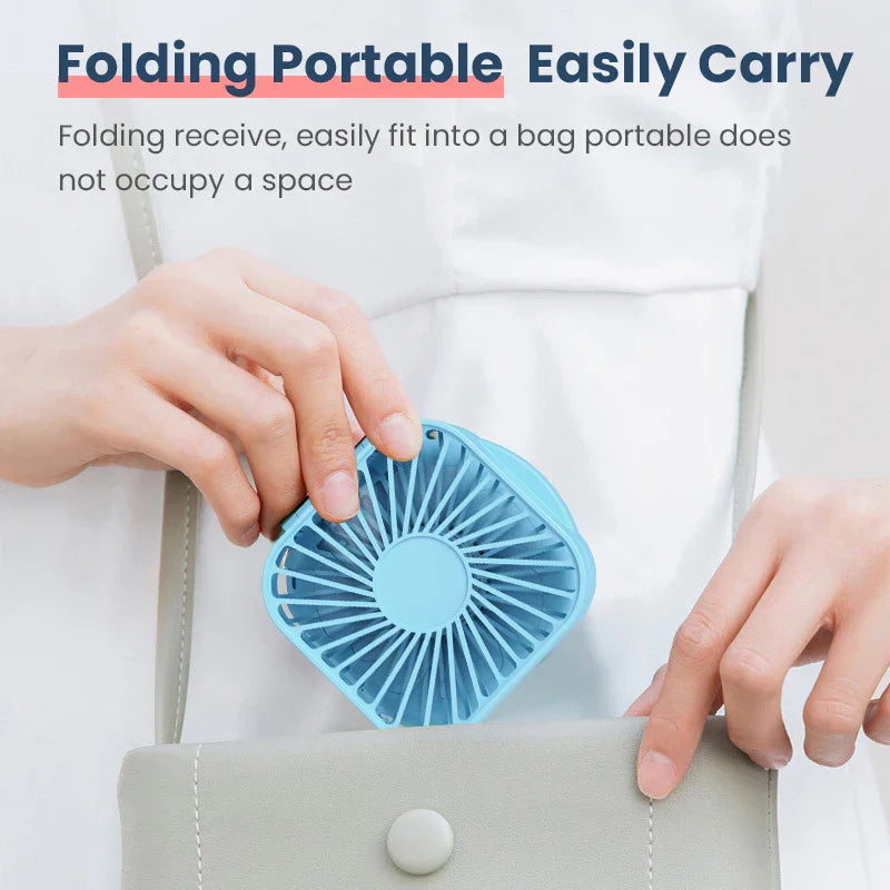 Ventilateur de cou pliable Coolique MirrorFan | Rechargeable USB | Avec miroir de maquillage | 3 vitesses | Silencieux et portable