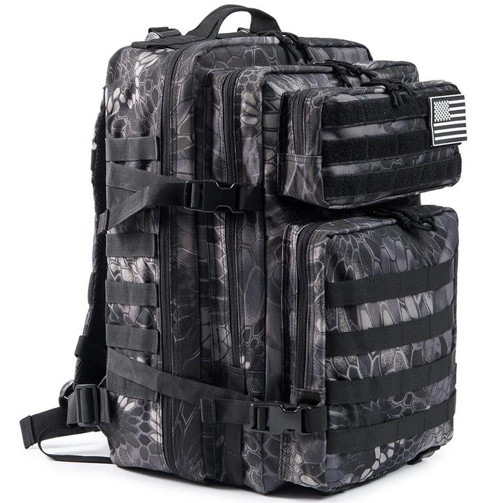 TACTICO45 45 L Sac à Dos d'Outdoor | Système Molle | Capacité de 3 Jours | Robuste & Multifonctionnel – Noir/Kaki/Olive