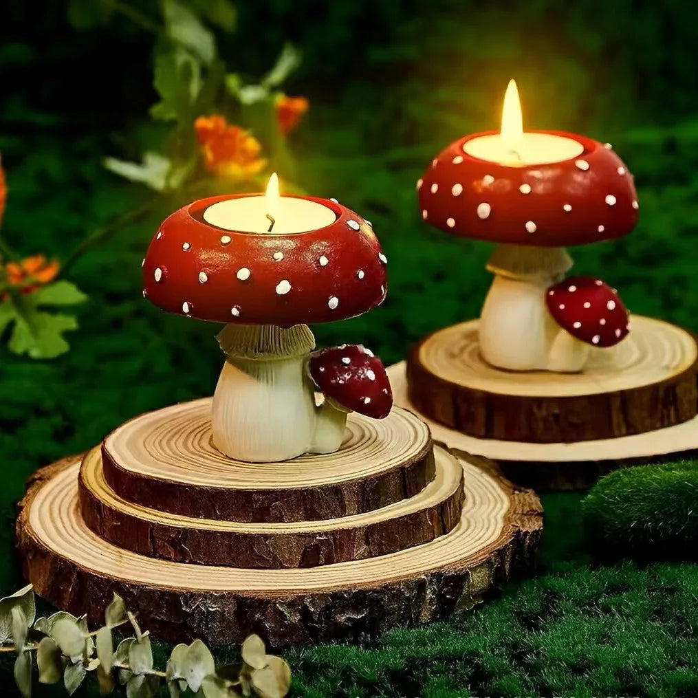 Mycora Porte-bougie Champignon | Décoration artisanale en résine | Porte-thé et accessoire de maison | Design inspiré de la nature