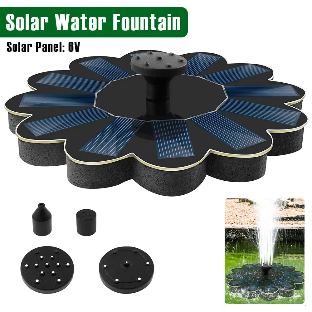 Fontaine de jardin solaire Spring | 5 buses interchangeables | Économique en énergie & sans entretien | Pour étang, abreuvoir pour oiseaux & balcon