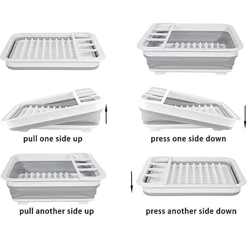 TrockniQ Égouttoir Pliable Cuisine | Support à Vaisselle avec Écoulement d'Eau | Gain de Place & Lavable | Design Moderne en Plastique