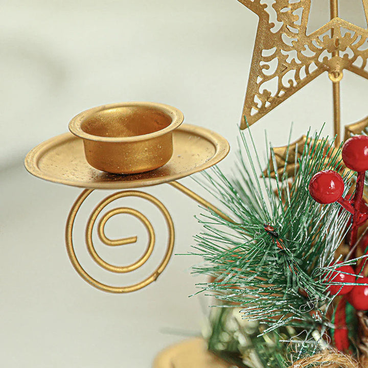 Support de bougie LumiNoel | Bougeoir de Noël en fer doré | Flocon de neige, étoile, arbre & renne | Décoration de table pour Noël & Nouvel An