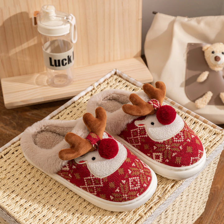 CosyRein | Chaussons d'hiver pour femmes | Design mignon de renne | Doux & antidérapant | Doublure en coton
