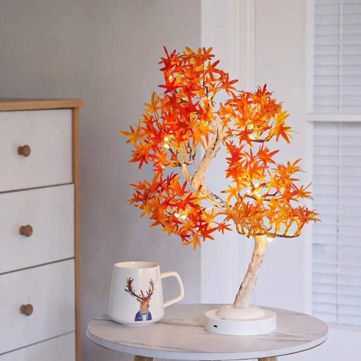 Lampe LED Erable | Deko Bonsai avec lumières | USB/Pile | Décoration Automne & de Table