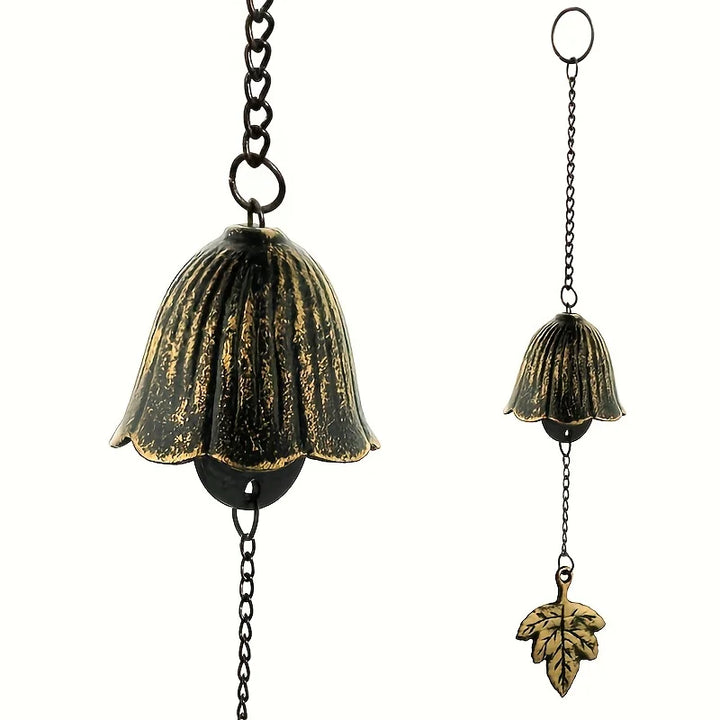 KazeBell | Carillon japonais en fonte | Design rétro en forme de feuille | Pour balcon et jardin