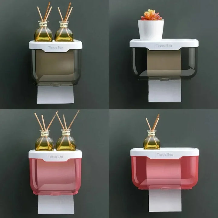 Support de papier toilette mural | Avec étagère et boîte étanche | Moderne et gain de place