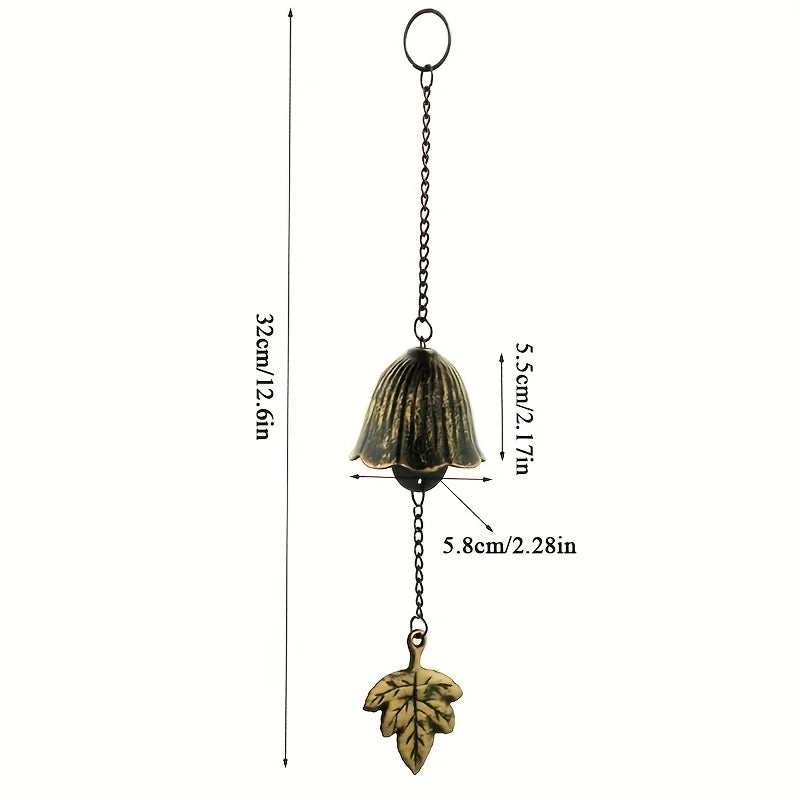 KazeBell | Carillon japonais en fonte | Design rétro en forme de feuille | Pour balcon et jardin