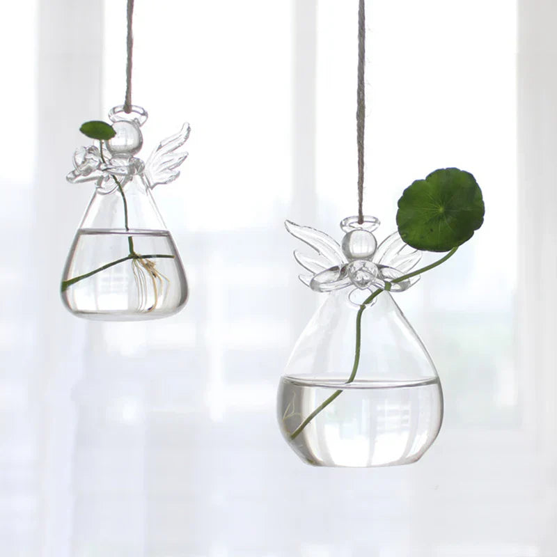 Seraphina | Vase en verre Ange | Fait main & Transparent | 8 x 5 cm | Décoration & Hydroponie