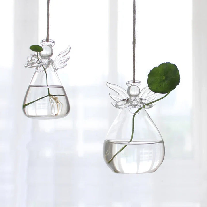 Seraphina | Vase en verre Ange | Fait main & Transparent | 8 x 5 cm | Décoration & Hydroponie