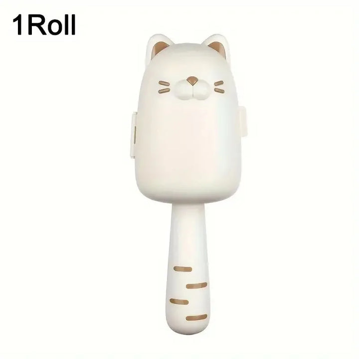 FellFixx Rouleau à peluches Chat | Éliminateur de poils d'animaux au design de chat | Portable & Réutilisable | Pour vêtements & meubles