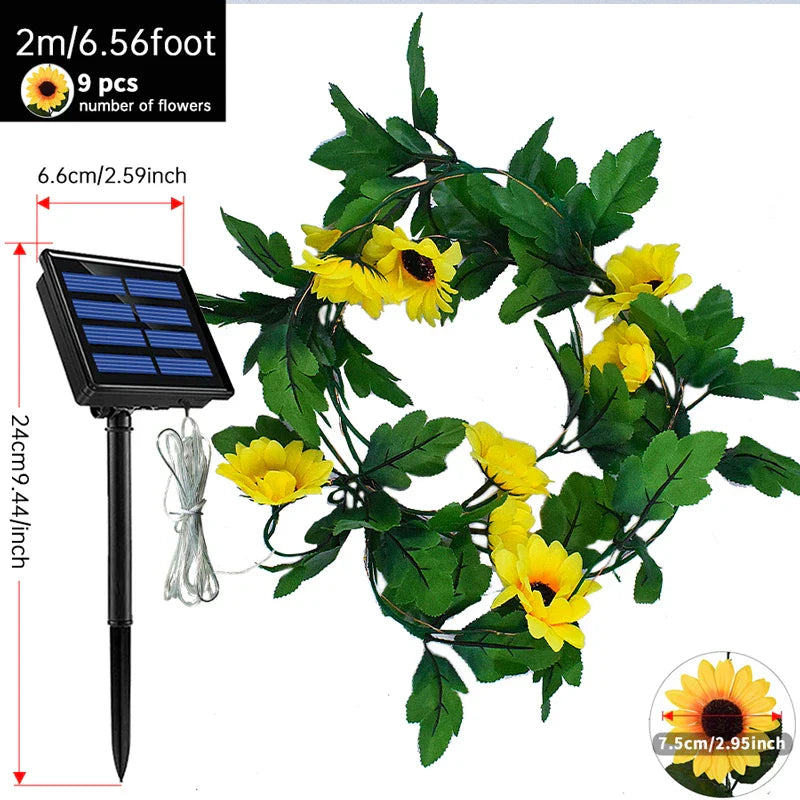 Guirlande lumineuse solaire Floralina | Design Marguerite | 8 Modes & Énergie Solaire | Pour Jardin, Mariage & Décoration