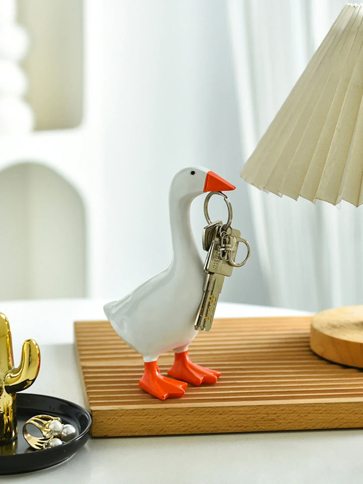 Figurine Deko GooseMag | Porte-clés magnétique en forme de oie | Sculpture en résine & aide à l'organisation