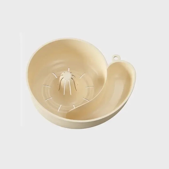 Corbeille à fruits design escargot 2-en-1 | Passoire & Presse-agrumes | Aide culinaire en plastique alimentaire