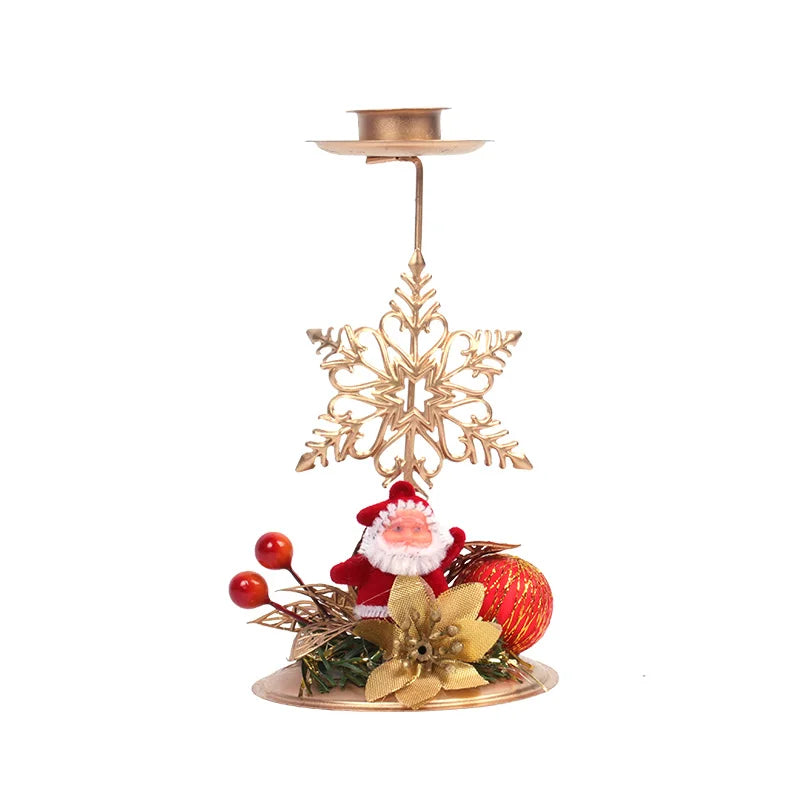 Support de bougie LumiNoel | Bougeoir de Noël en fer doré | Flocon de neige, étoile, arbre & renne | Décoration de table pour Noël & Nouvel An